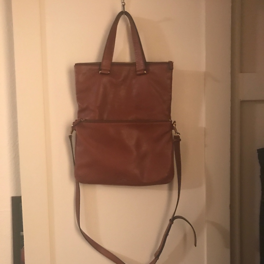Leather Fold Over Fossil Bag